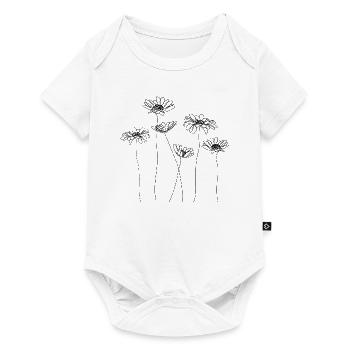 Chamomile flowers line art - Baby Premium short-sleeve bodysuit - white - Front