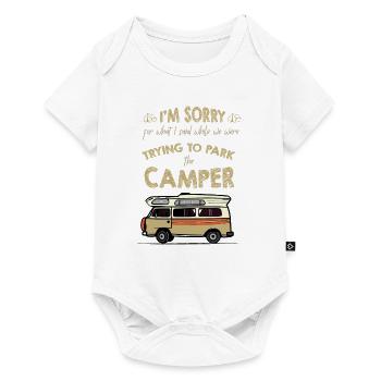 Camping Camper Outdoor Sommer Design - Baby Premium Kurzarmbody - Weiß - Vorne