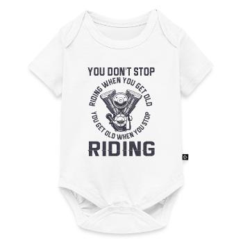 Lustiges Motorrad Geschenk Biker Spruch - Baby Premium Kurzarmbody - Weiß - Vorne