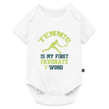 Lustiger Tennis Spruch I Tennisspieler - Baby Premium Kurzarmbody - Weiß - Vorne