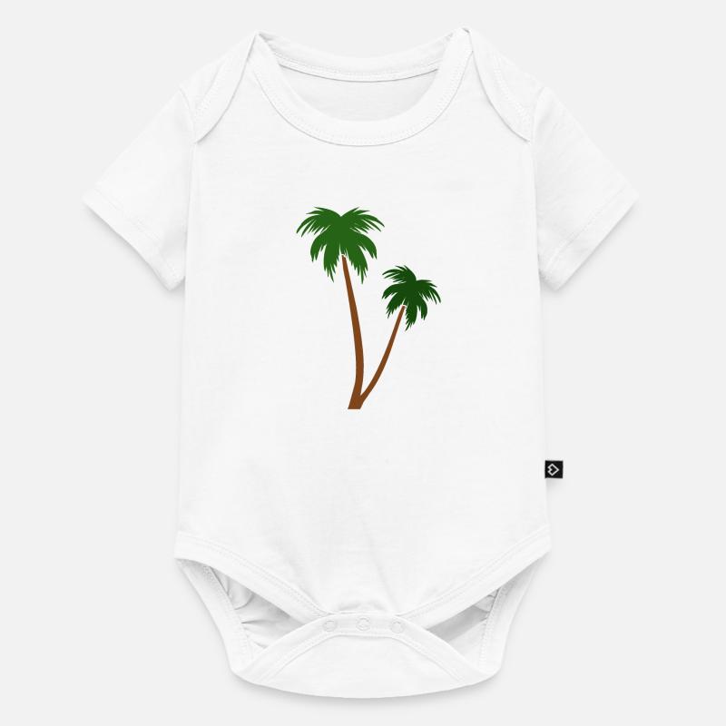 Palmier vert à la plage - Body à manches courtes Premium Bébé - blanc