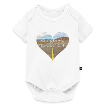 né pour être sauvage - né pour voyager, la chemise de voyage! - Body à manches courtes Premium Bébé - blanc - Devant