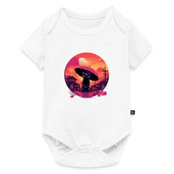 Synthwave japan Cat with umbrella - Baby Premium Kurzarmbody - Weiß - Vorne