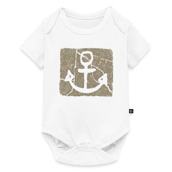 Anker / Khaki - Baby Premium Kurzarmbody - Weiß - Vorne