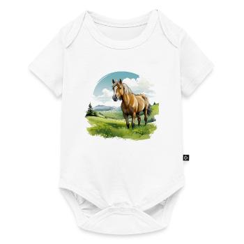 Pferd auf einer Wiese - Baby Premium Kurzarmbody - Weiß - Vorne