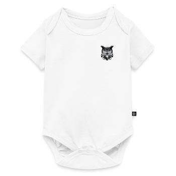 Polygon-Eule in Schwarz-Weiß – Vogelkunst - Baby Premium Kurzarmbody - Weiß - Vorne