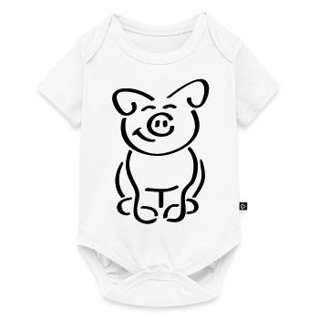 Cute sitting piggy looks friendly - Baby Premium short-sleeve bodysuit - white - Front