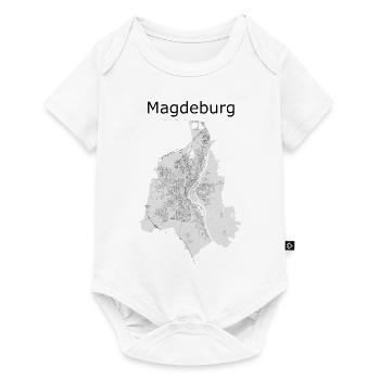stilisierte Straßenkarte Magdeburg - Baby Premium Kurzarmbody - Weiß - Vorne