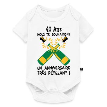 40 ans bouteille petillant anniversaire - Body à manches courtes Premium Bébé - blanc - Devant