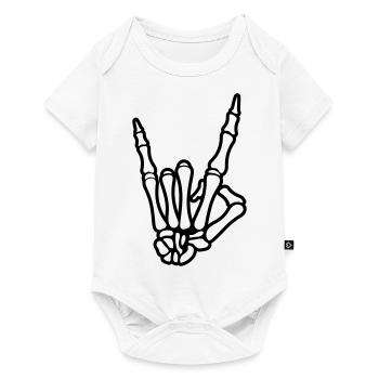 skull hand party symbol - Baby Premium Kurzarmbody - Weiß - Vorne