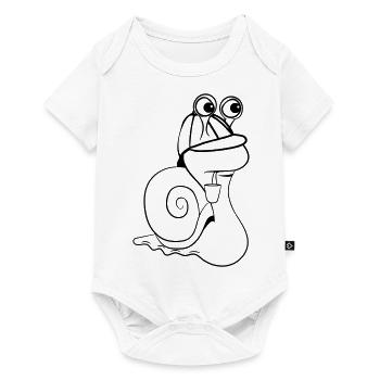 Détective drôle d'escargot - Body à manches courtes Premium Bébé - blanc - Devant