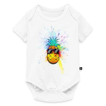 Ananas Pineapple Summer Summer Lunettes de soleil - Body à manches courtes Premium Bébé - blanc - Devant