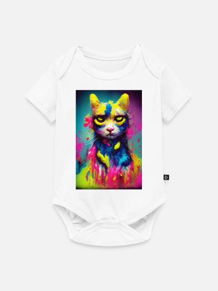 Katze Neonfarben - Baby Premium Kurzarmbody - Weiß