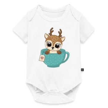 Baby Rentier in Tasse Weihnachten Kind Geschenke - Baby Premium Kurzarmbody - Weiß - Vorne
