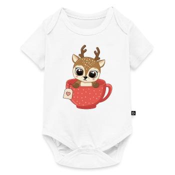 Baby Rentier in Tasse Weihnachten Kind Geschenke - Baby Premium Kurzarmbody - Weiß - Vorne