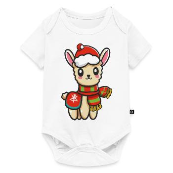 Bébé Alpaga Père Noël Cadeau de Noël - Body à manches courtes Premium Bébé - blanc - Devant