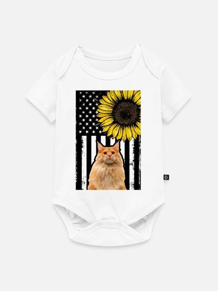 Orange Katze - Baby Premium Kurzarmbody - Weiß