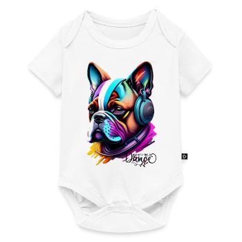 RAP-MUSIK, FRANZÖSISCHE BULLDOGGE - Baby Premium Kurzarmbody - Weiß - Vorne