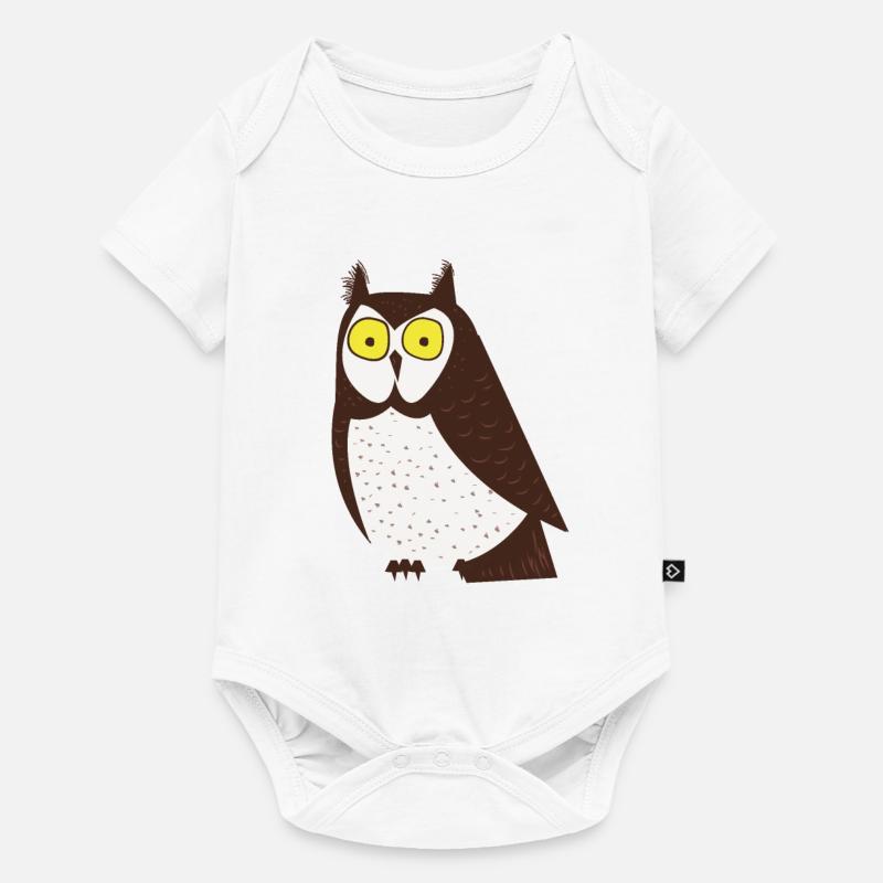 Cartoon-Eule - Baby Premium Kurzarmbody - Weiß