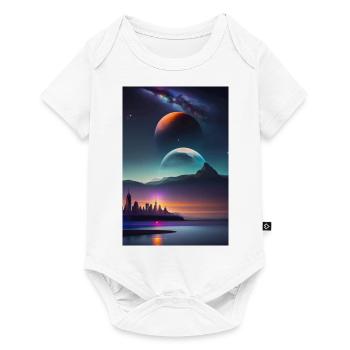 Paysage de New York avec pleine lune futuriste 1 - Body à manches courtes Premium Bébé - blanc - Devant
