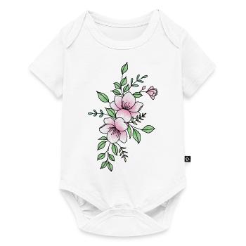 Fleur rose blanche - Body à manches courtes Premium Bébé - blanc - Devant