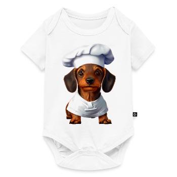 Dachshund Gastronom Hund Kochen Hunde Dackelwelpe - Baby Premium Kurzarmbody - Weiß - Vorne