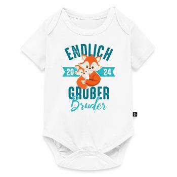 Endlich großer Bruder 2024 Fuchs Baby Junge - Baby Premium Kurzarmbody - Weiß - Vorne