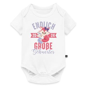 Endlich große Schwester 2024 Fuchs Füchse Baby - Baby Premium Kurzarmbody - Weiß - Vorne