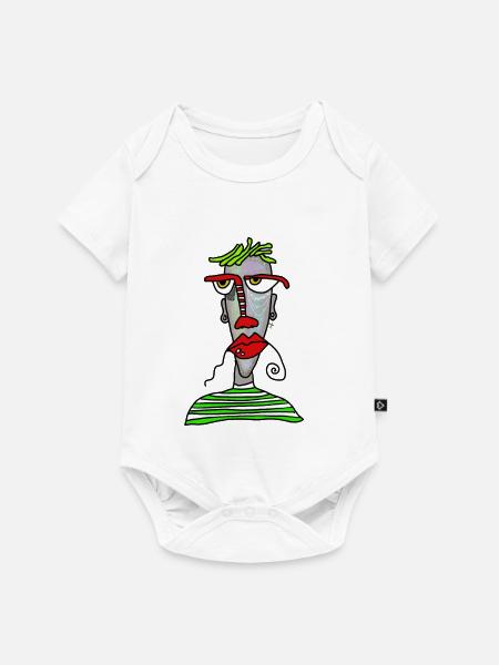 Gesicht - Baby Premium Kurzarmbody - Weiß