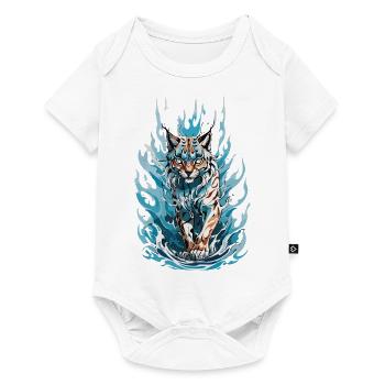 Lynx majestueux dans les flammes bleues - Body à manches courtes Premium Bébé - blanc - Devant