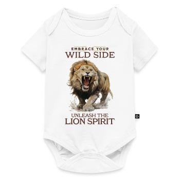 lion, tête de lion, fort, sauvage, fierté, courageux, royal, - Body à manches courtes Premium Bébé - blanc - Devant