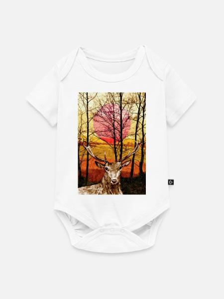 Hirsch - Baby Premium Kurzarmbody - Weiß