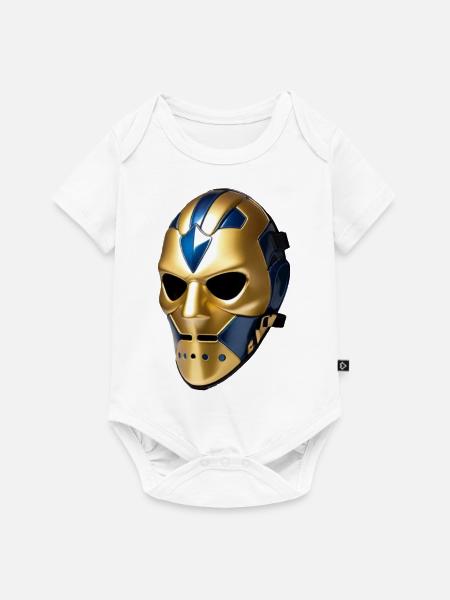Maske Comic - Baby Premium Kurzarmbody - Weiß