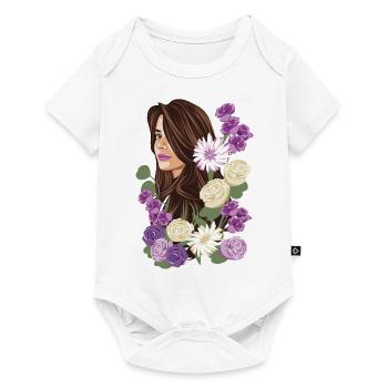 VIOLET Woman Illustration Purple and White Flowers - Baby Premium short-sleeve bodysuit - white - Front