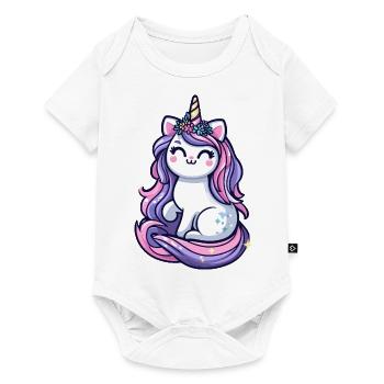 Mignon Chat Licorne - Body à manches courtes Premium Bébé - blanc - Devant