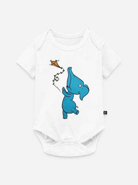 Elefant Drache - Baby Premium Kurzarmbody - Weiß