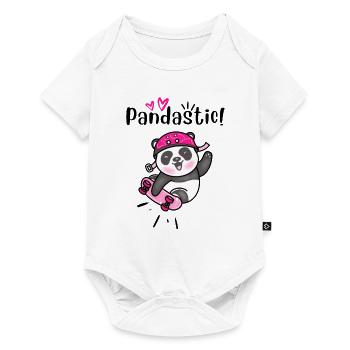 Pandastic Panda Skateboarding. - Baby Premium short-sleeve bodysuit - white - Front
