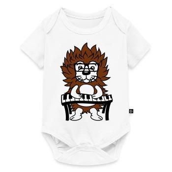 Cute Nerd Hedgehog Playing Keyboard Piano Glasses Animal - Baby Premium short-sleeve bodysuit - white - Front