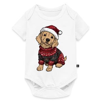 Golden Retriever Chien Noël Drôle - Body à manches courtes Premium Bébé - blanc - Devant