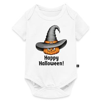Joyeux Halloween Chapeau de citrouille Chapeau de sorcière - Body à manches courtes Premium Bébé - blanc - Devant
