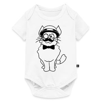Sir Cat Gentleman Chapeau Costume Monocle Riche M. - Body à manches courtes Premium Bébé - blanc - Devant