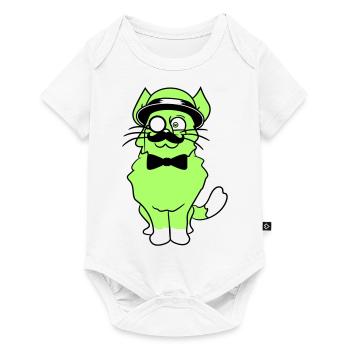 Sir Cat Gentleman Chapeau Costume Monocle Riche M. - Body à manches courtes Premium Bébé - blanc - Devant