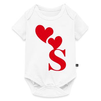 Lettre s cœur rouge - Body à manches courtes Premium Bébé - blanc - Devant