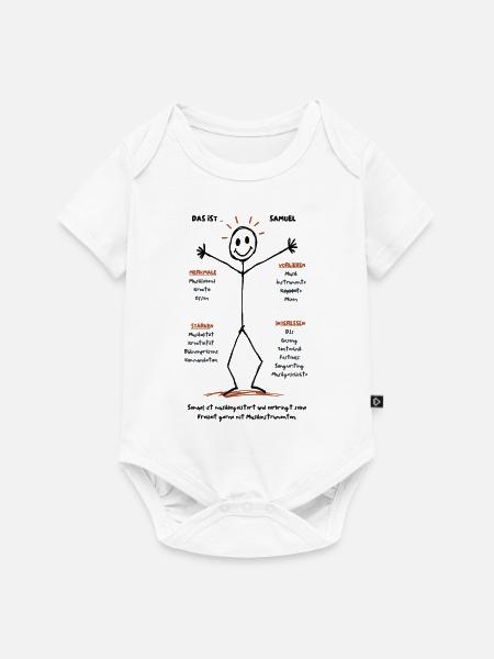 Das ist Samuel Musikuniversum - Baby Premium Kurzarmbody - Weiß