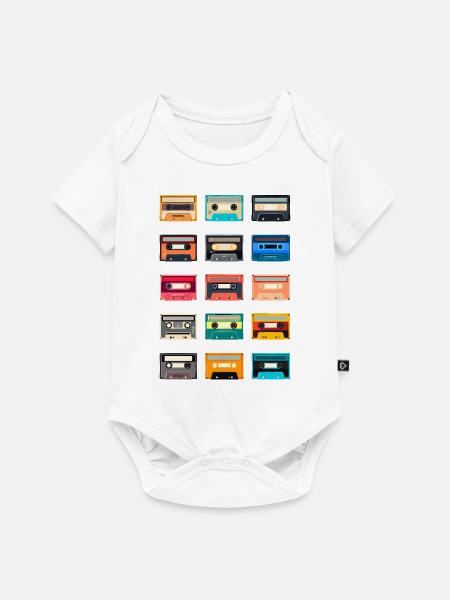 Retro Kassette 70s 80s 90s - Baby Premium Kurzarmbody - Weiß