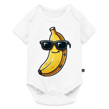 banane sonnenbrille comic - Baby Premium Kurzarmbody - Weiß - Vorne