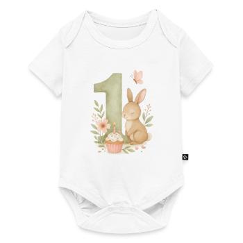 bunny birthday / Hase Geburtstag - Baby Premium Kurzarmbody - Weiß - Vorne