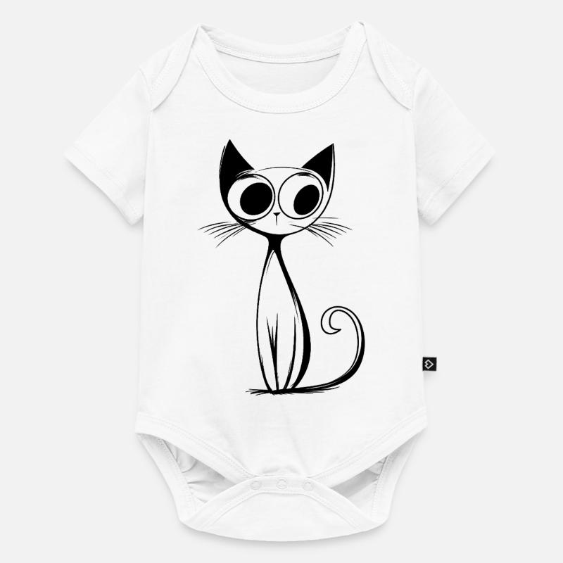 RetroCat Noir - Body à manches courtes Premium Bébé - blanc