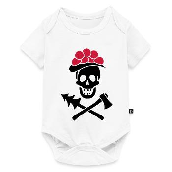 Schwarzwald Totenkopf Bollenhut Axt - Pure Heimat - Baby Premium Kurzarmbody - Weiß - Vorne
