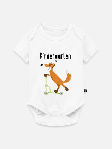 Auf den Kindergarten - lustiger Fuchs mit Roller - Baby Premium Kurzarmbody - Weiß